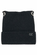 C.C Rhinestone Cat Ear Cuff Beanie Winter Hat
