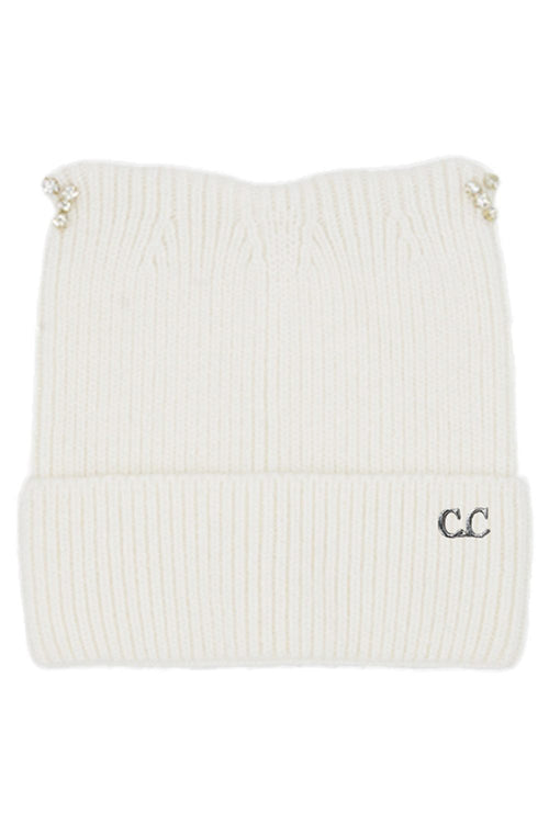 C.C Rhinestone Cat Ear Cuff Beanie Winter Hat