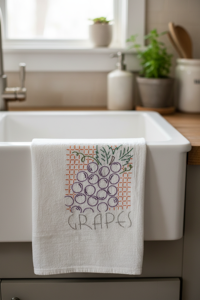 Grapes Towel Over Sink