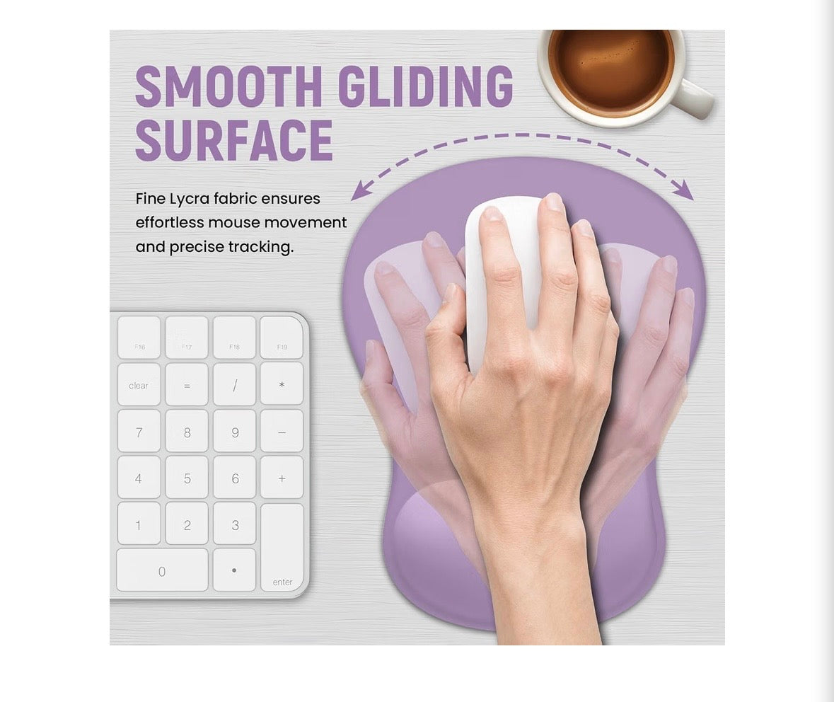 Ergonomic Mouse Pad with Wrist Rest, Gel Wrist Support, Purple