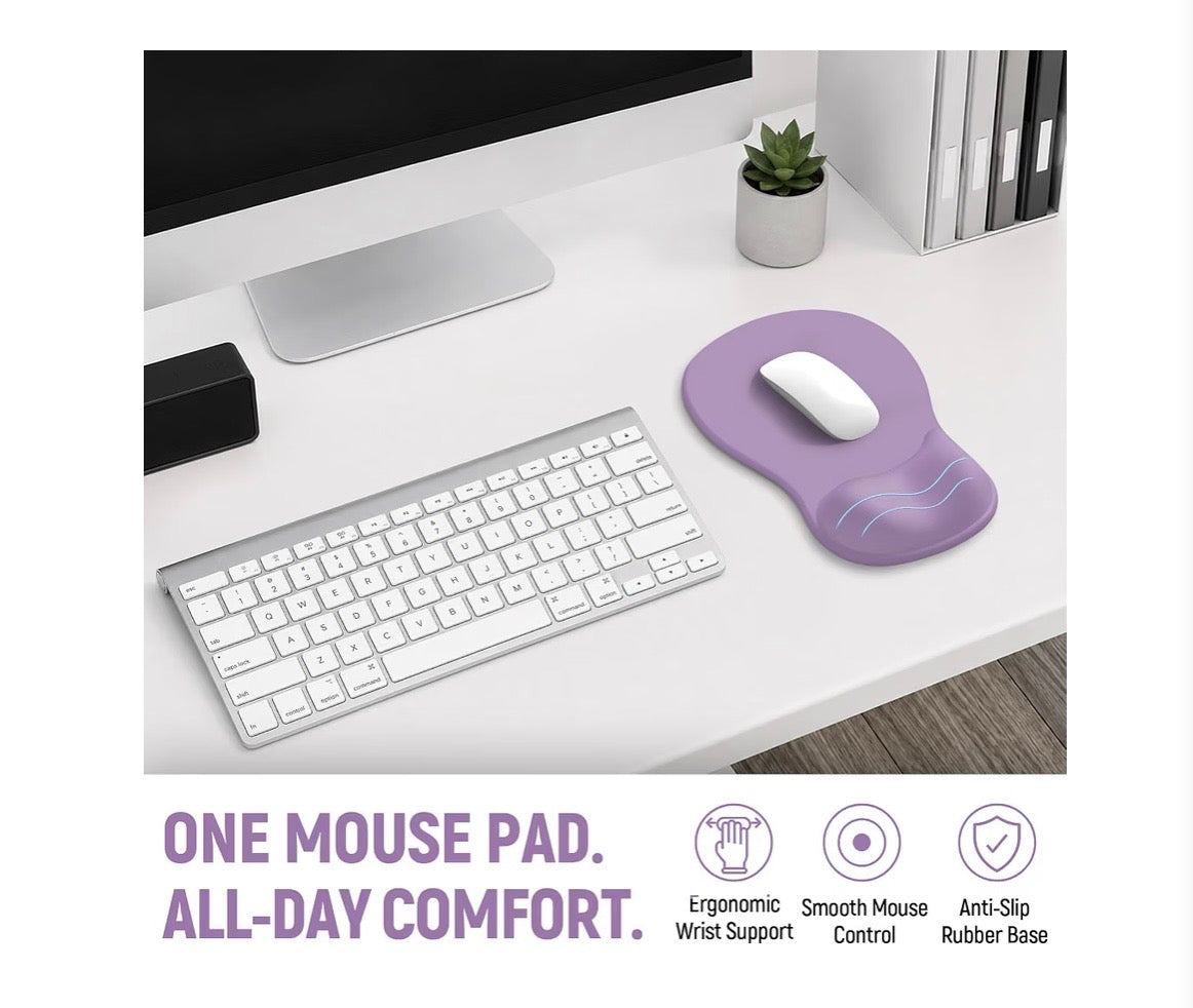 Ergonomic Mouse Pad with Wrist Rest, Gel Wrist Support, Purple