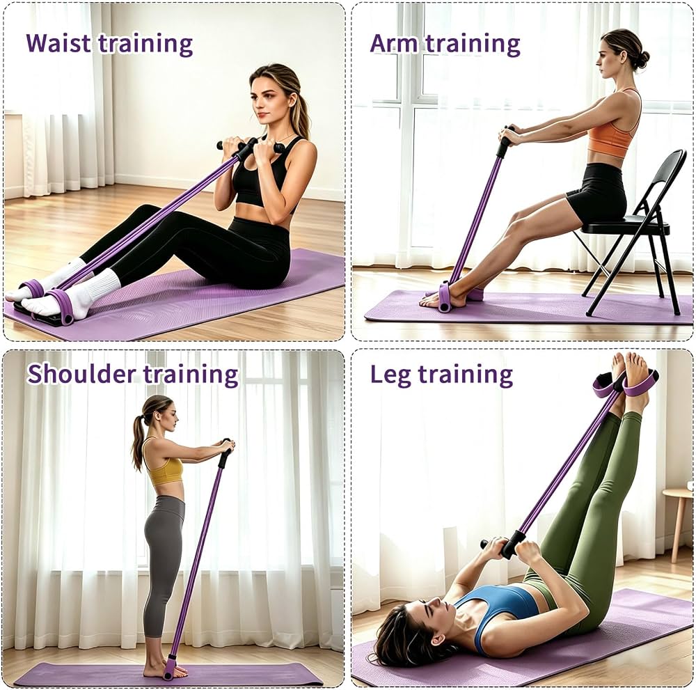 FateFan Multifunction Tension Rope, 6-Tube Elastic Yoga Pedal Puller Resistance Band, Natural Latex Tension Rope Fitness Equipment