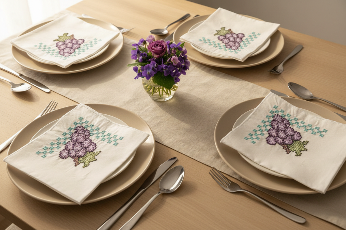 Purple Violet Napkin Set Table Setting