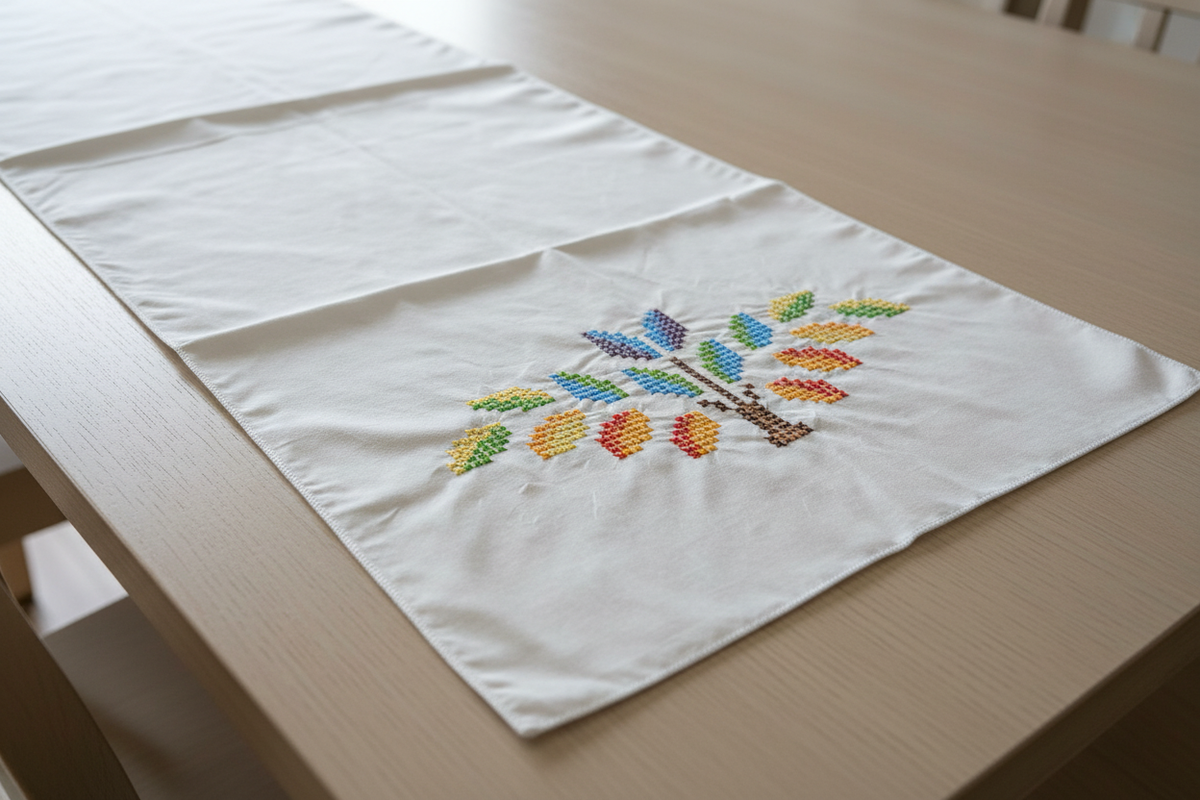 Rainbow Tulip Table Runner Close Up