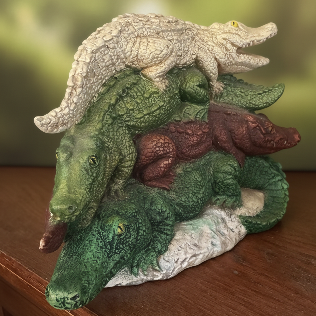 Stacked Crocodile Figurines